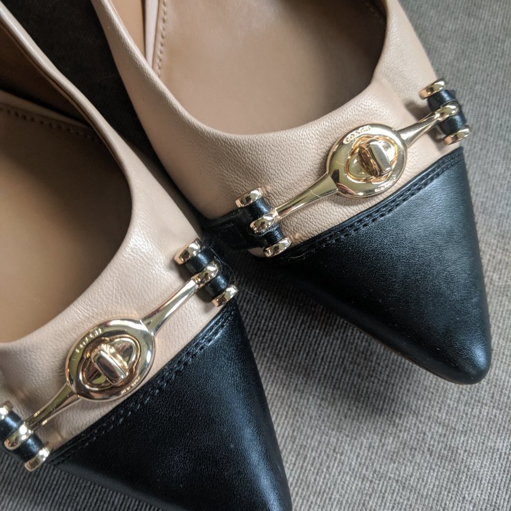 Womens Coach Lauri Silky Nap Beechwood/Blck Heels - Picture 7 of 8